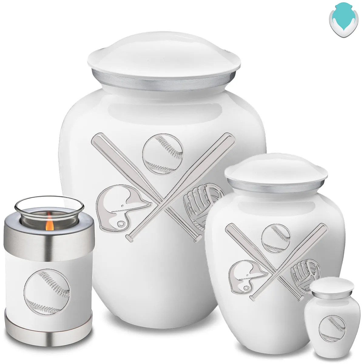 Keepsake Embrace White Baseball Cremation Urn