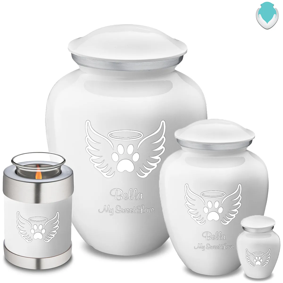 Keepsake Embrace White Pet Angel Wings Cremation Urn