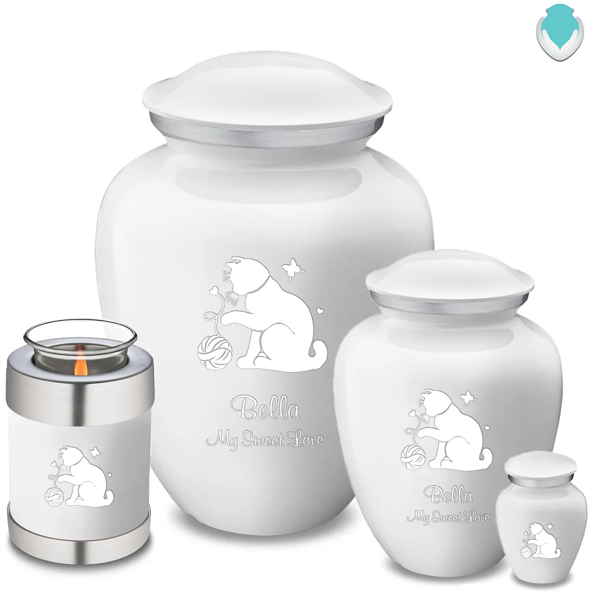 Keepsake Embrace White Pet Fun Cat Cremation Urn
