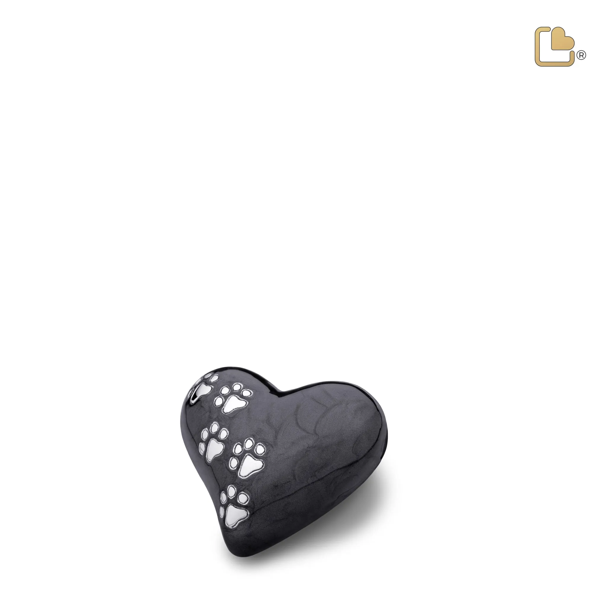 Keepsake Heart Pet Urn Pearl Midnight & Brushed Pewter