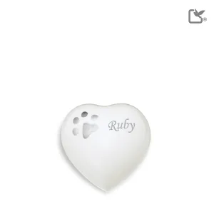 Keepsake Heart Pet Urn White & Bru Pewter