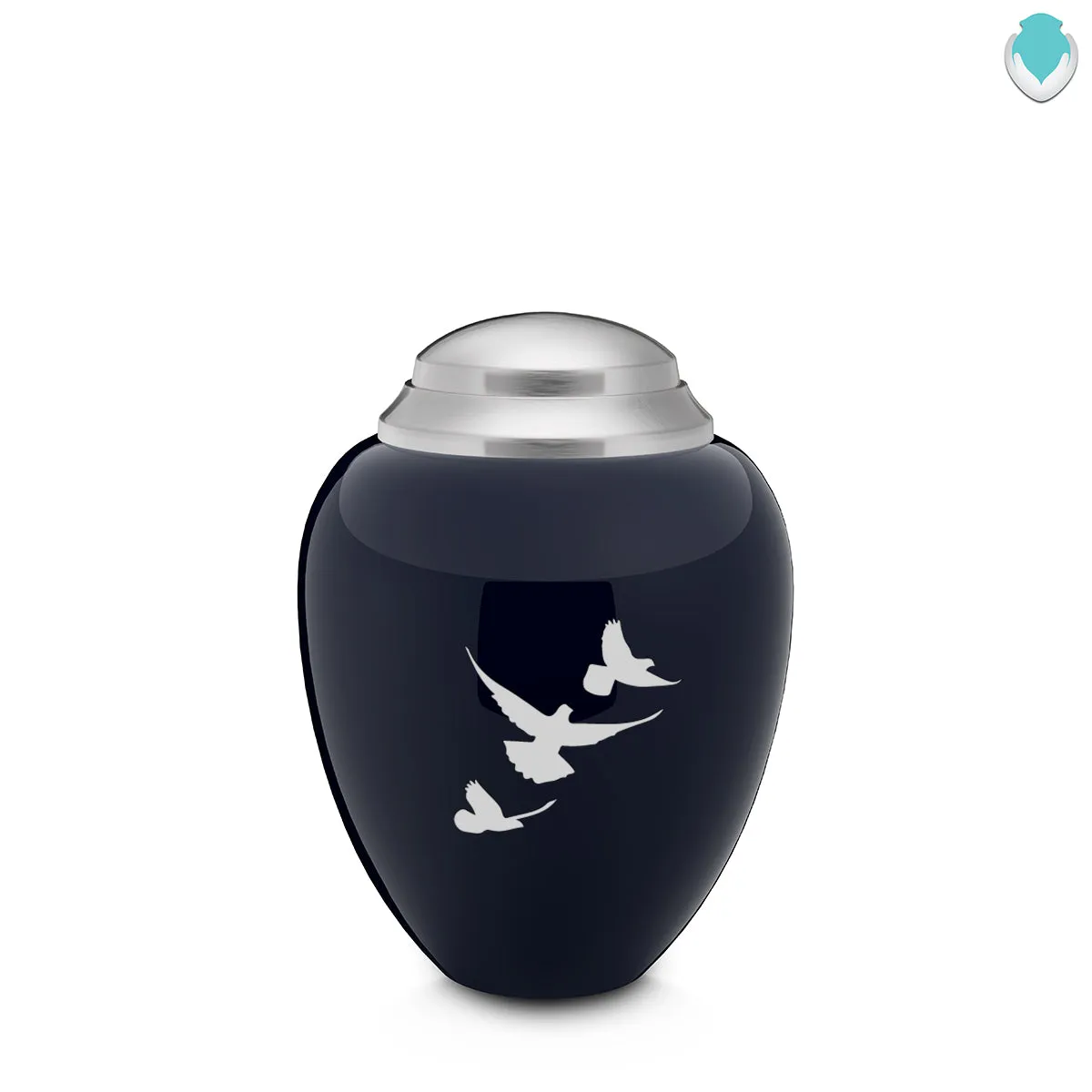 Keepsake Tribute Navy and Brushed Pewter Doves Cremation Urn