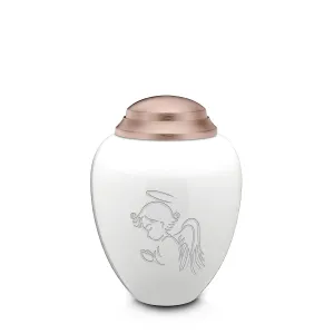 Keepsake Tribute White and Rose Gold Angel Cremation Urn