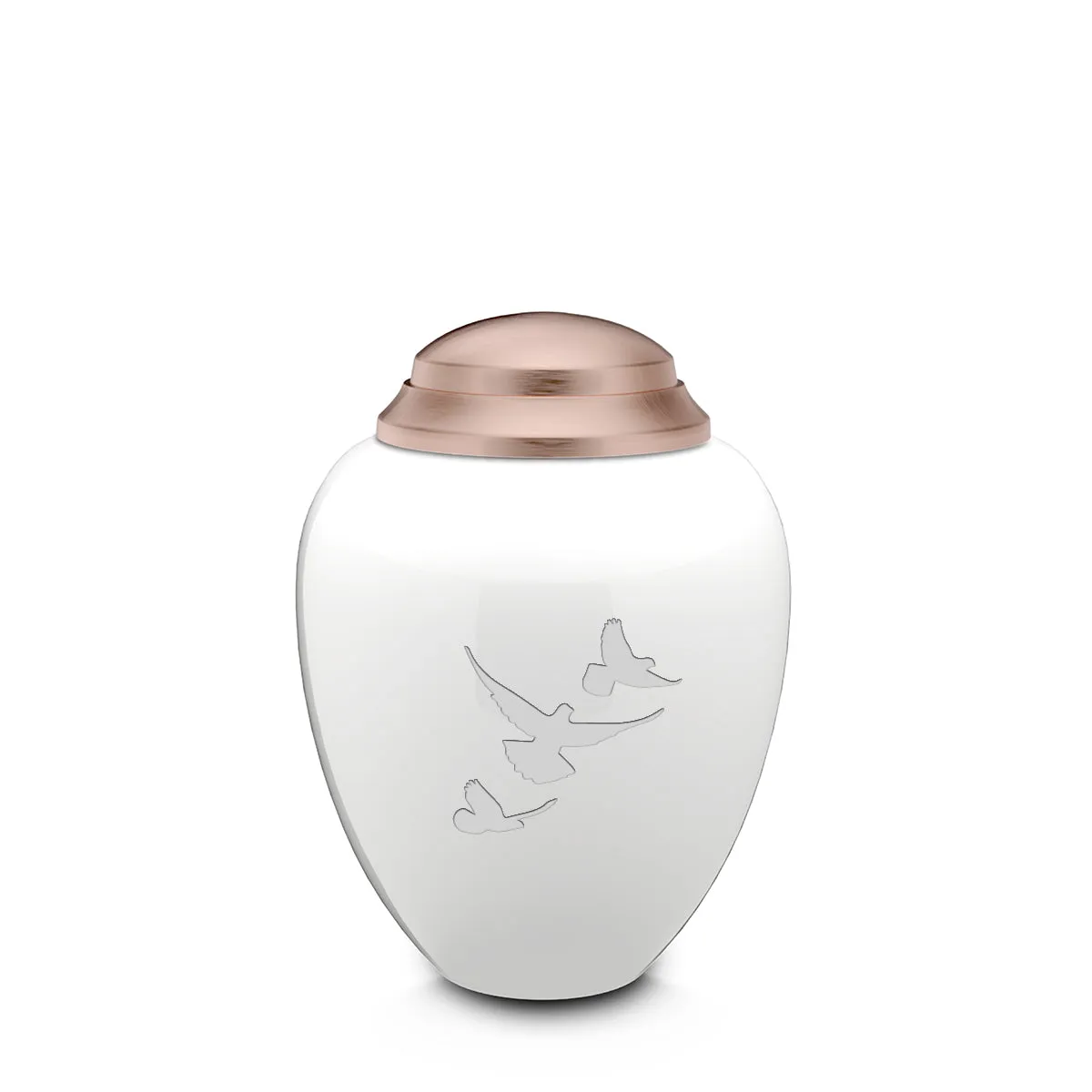 Keepsake Tribute White and Rose Gold Doves Cremation Urn