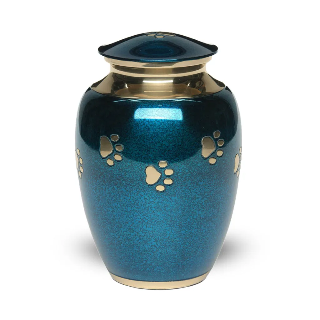 LARGE Brass Pet Urn - "Forever Paw"
