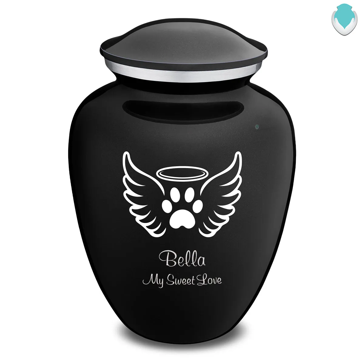 Large Embrace Black Pet Angel Wings Cremation Urn