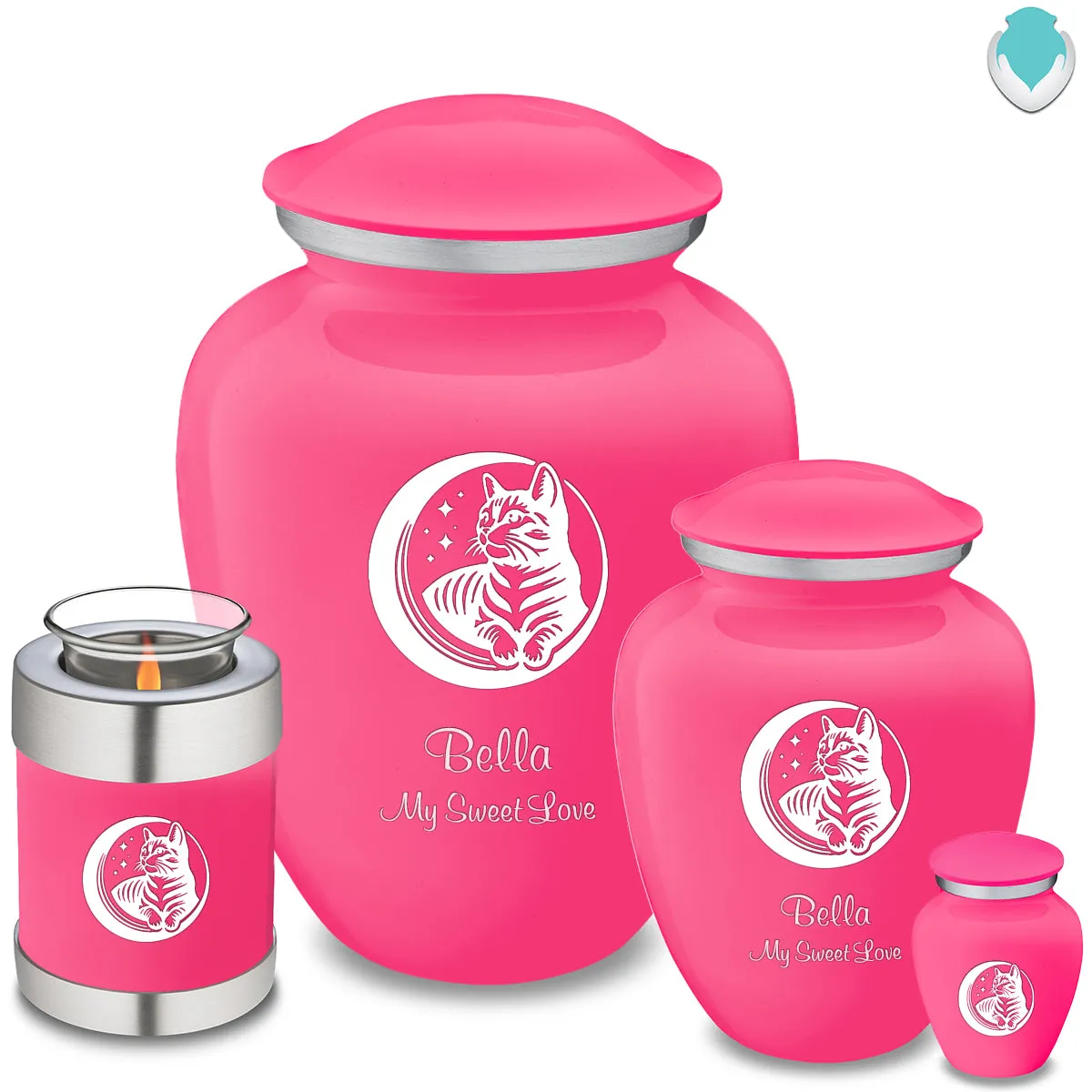 Large Embrace Bright Pink Pet Cute Cat Cremation Urn