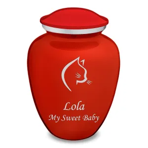 Large Embrace Bright Red Cat Pet Cremation Urn