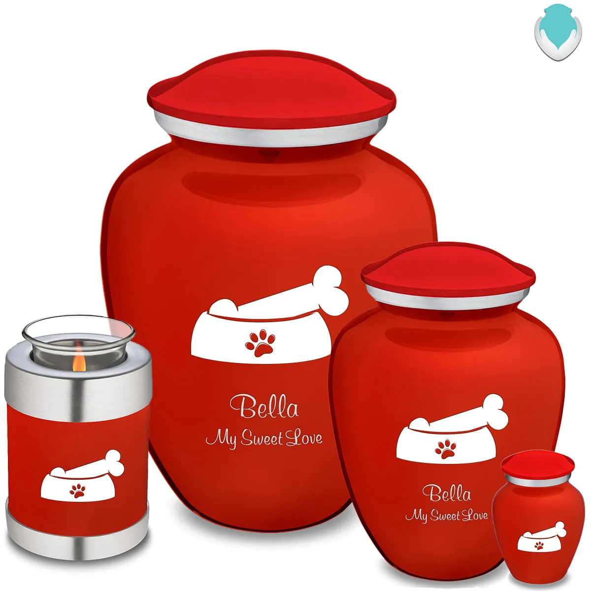 Large Embrace Bright Red Pet Dog Bone Cremation Urn
