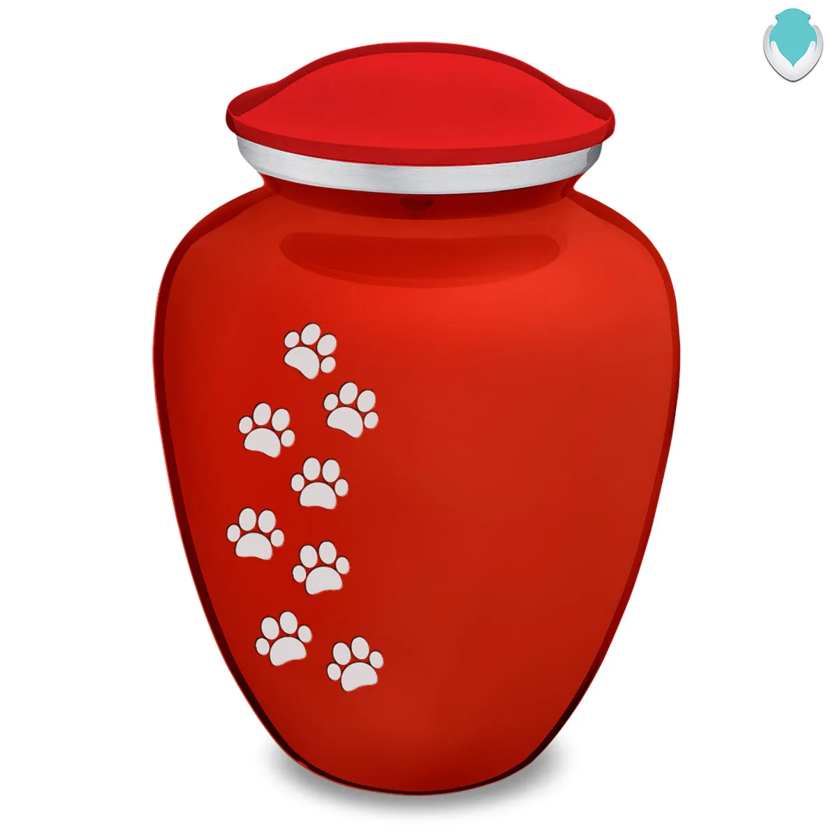Large Embrace Bright Red Walking Paws Pet Cremation Urn