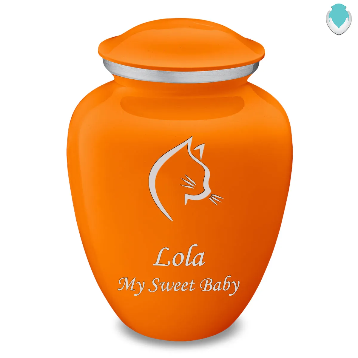 Large Embrace Burnt Orange Cat Pet Cremation Urn