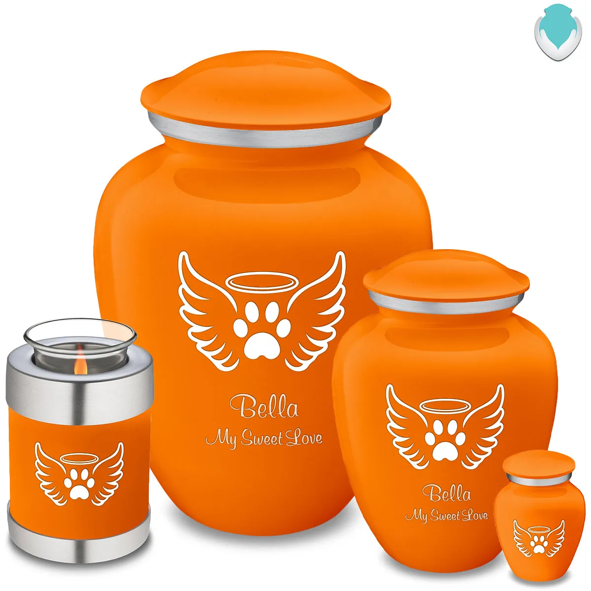 Large Embrace Burnt Orange Pet Angel Wings Cremation Urn