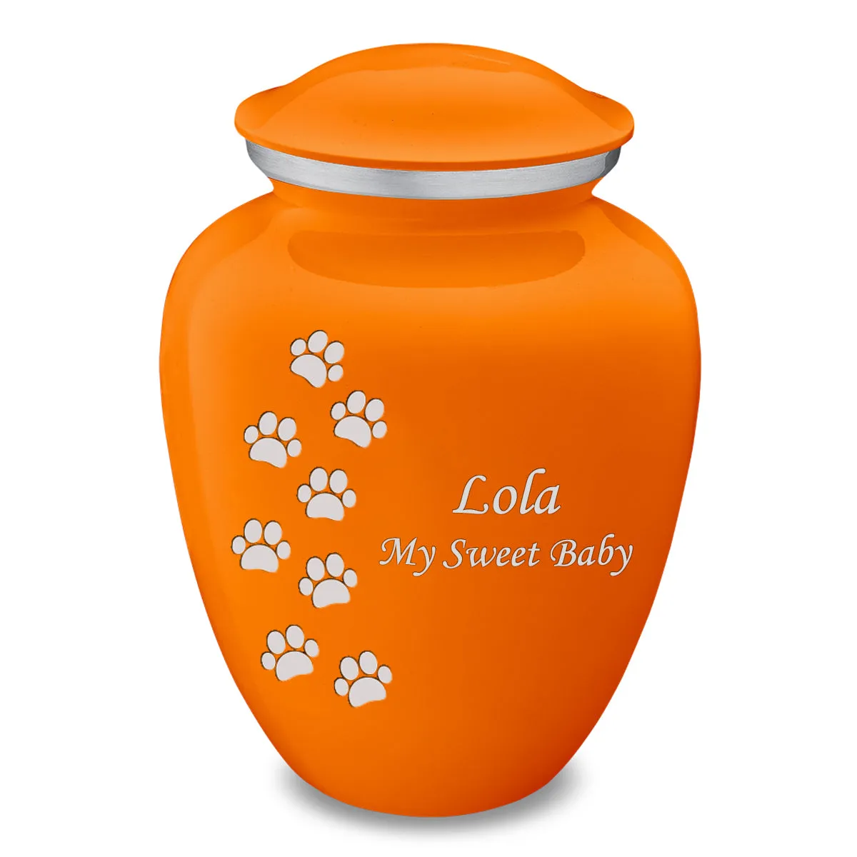 Large Embrace Burnt Orange Walking Paws Pet Cremation Urn