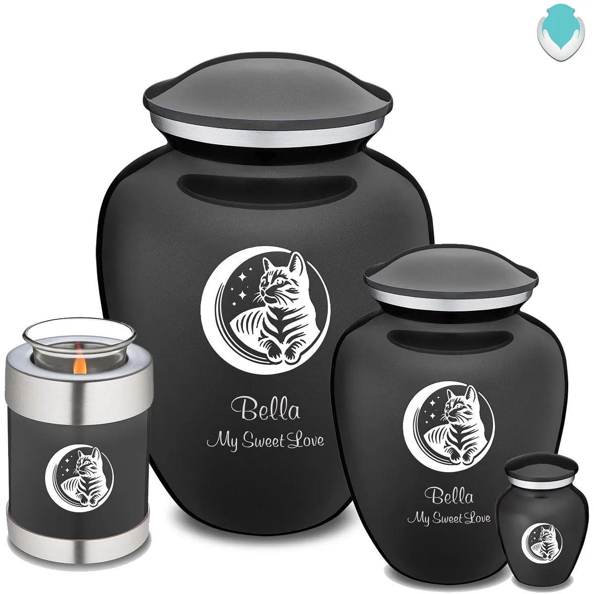 Large Embrace Charcoal Pet Cute Cat Cremation Urn
