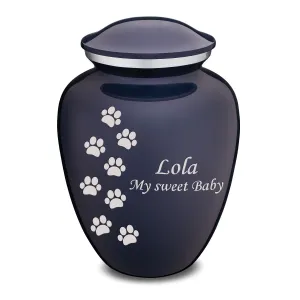 Large Embrace Cobalt Blue Walking Paws Pet Cremation Urn