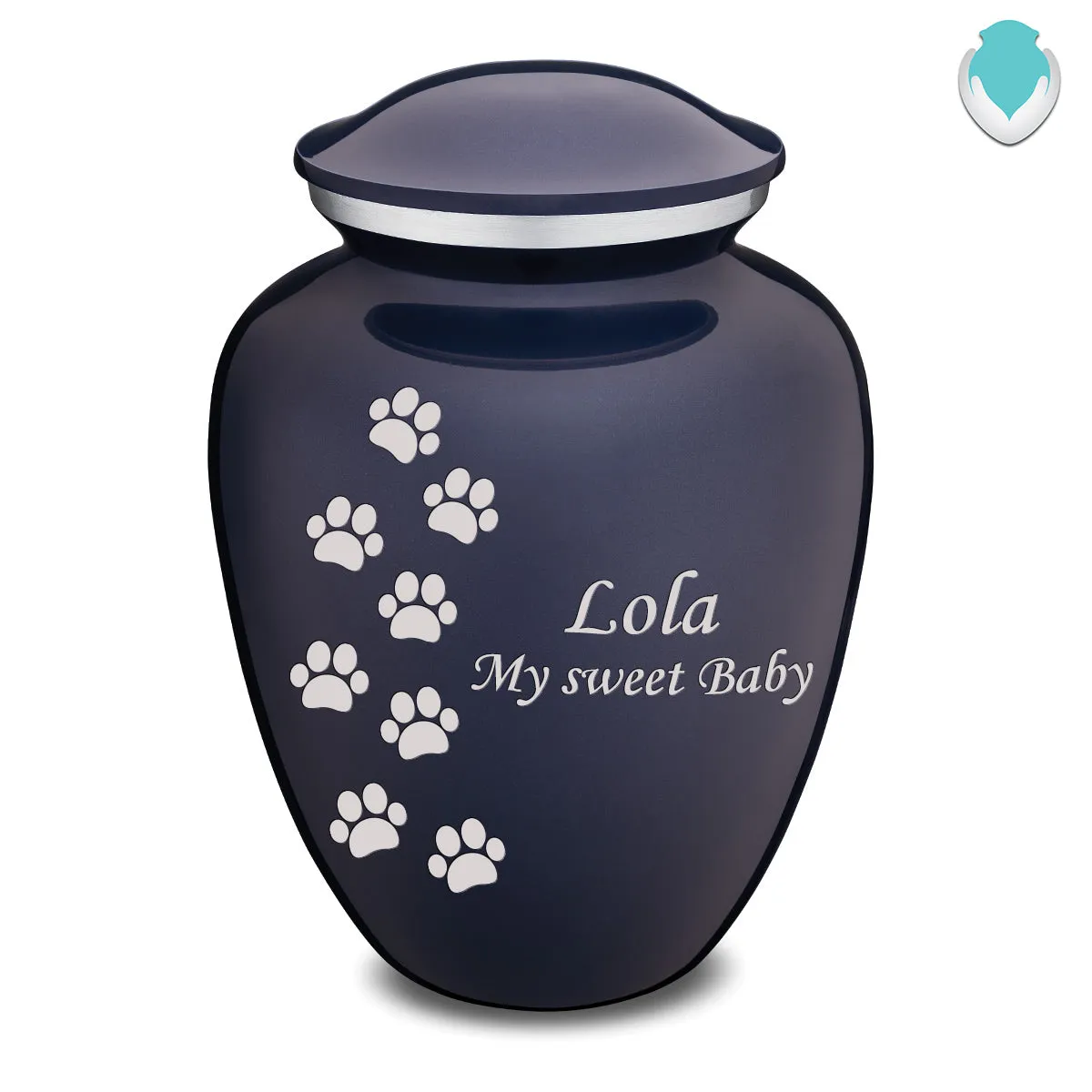 Large Embrace Cobalt Blue Walking Paws Pet Cremation Urn