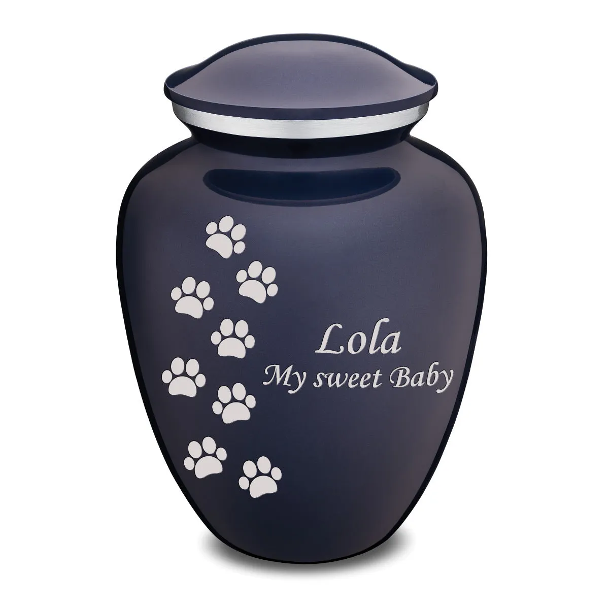 Large Embrace Cobalt Blue Walking Paws Pet Cremation Urn