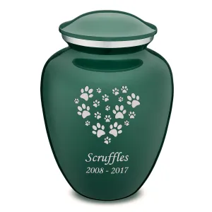 Large Embrace Green Heart Paws Pet Cremation Urn