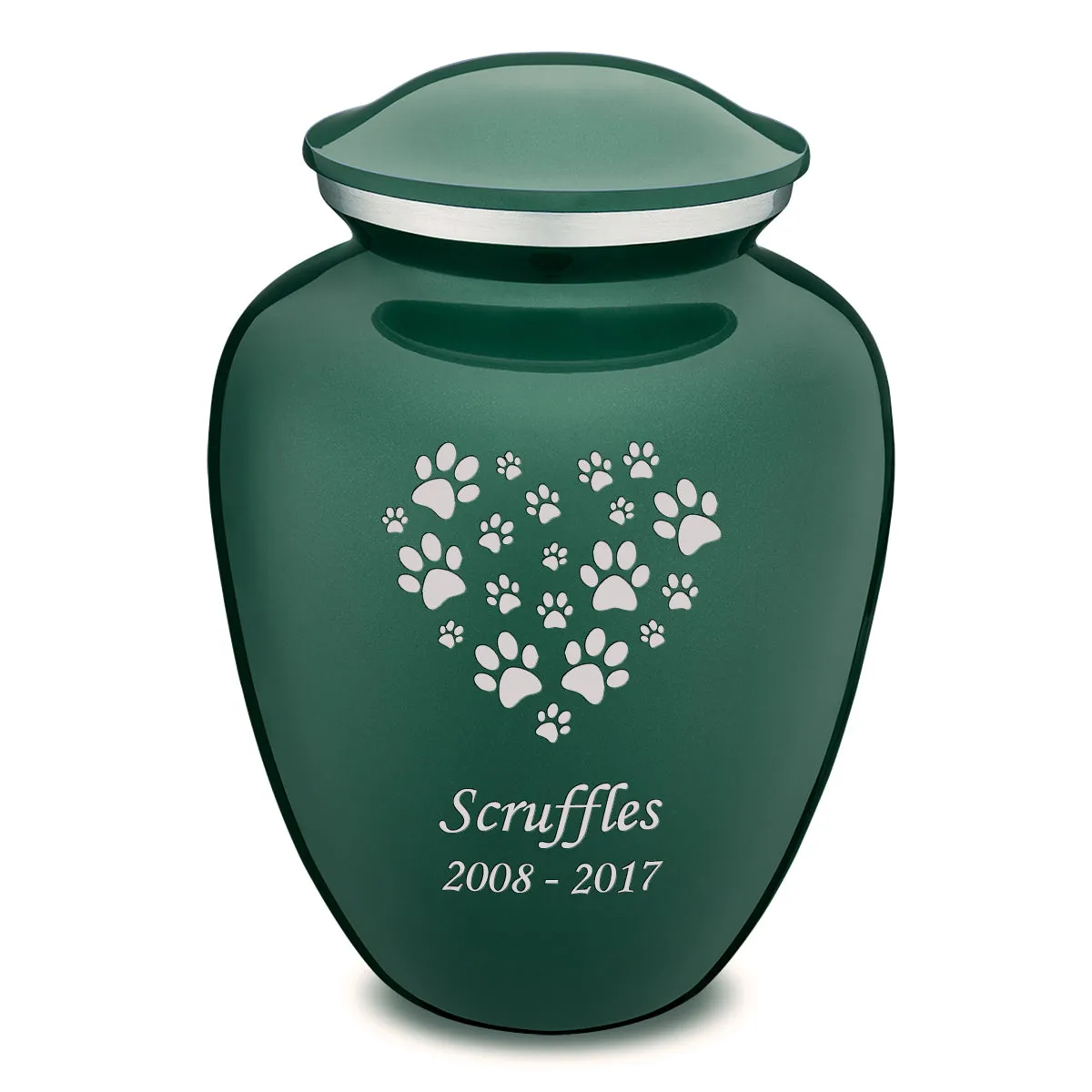 Large Embrace Green Heart Paws Pet Cremation Urn
