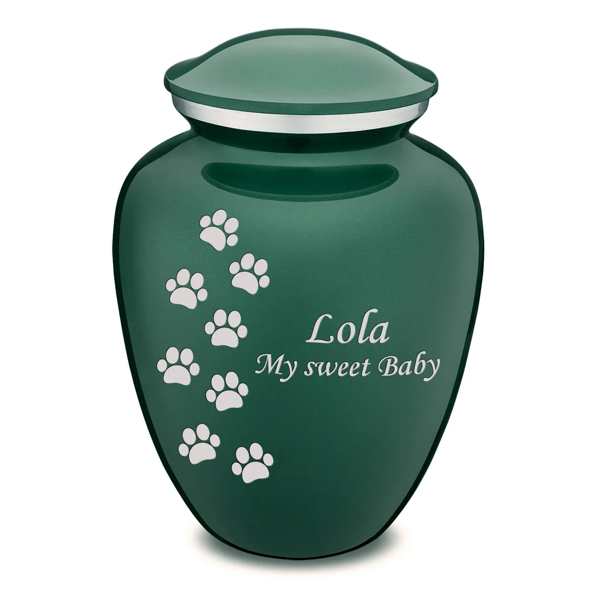 Large Embrace Green Walking Paws Pet Cremation Urn