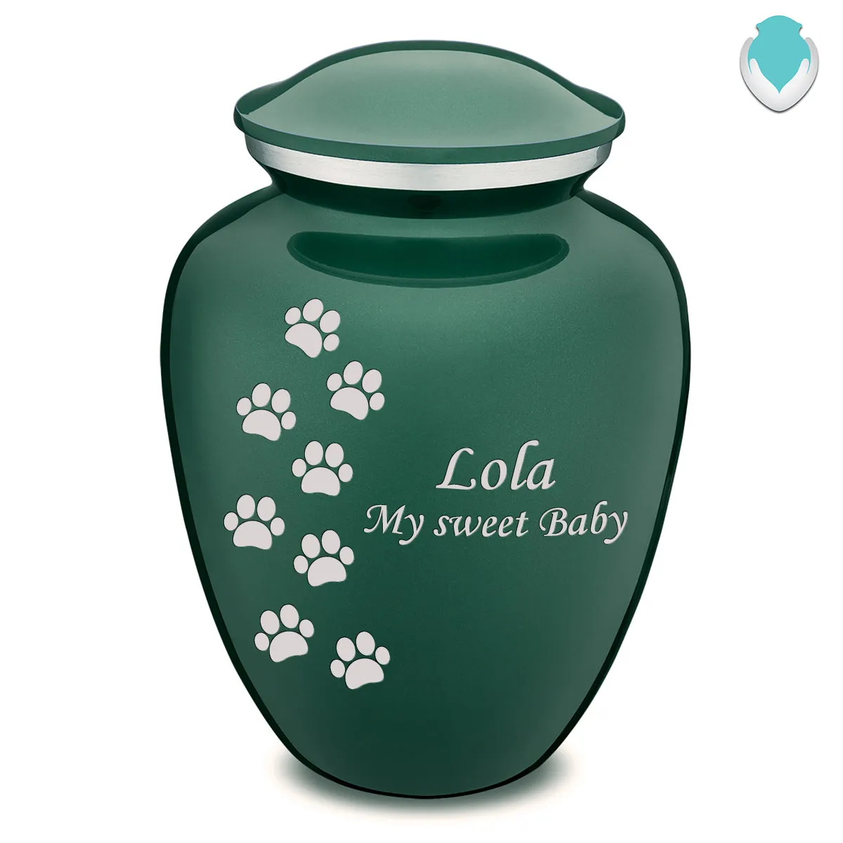 Large Embrace Green Walking Paws Pet Cremation Urn