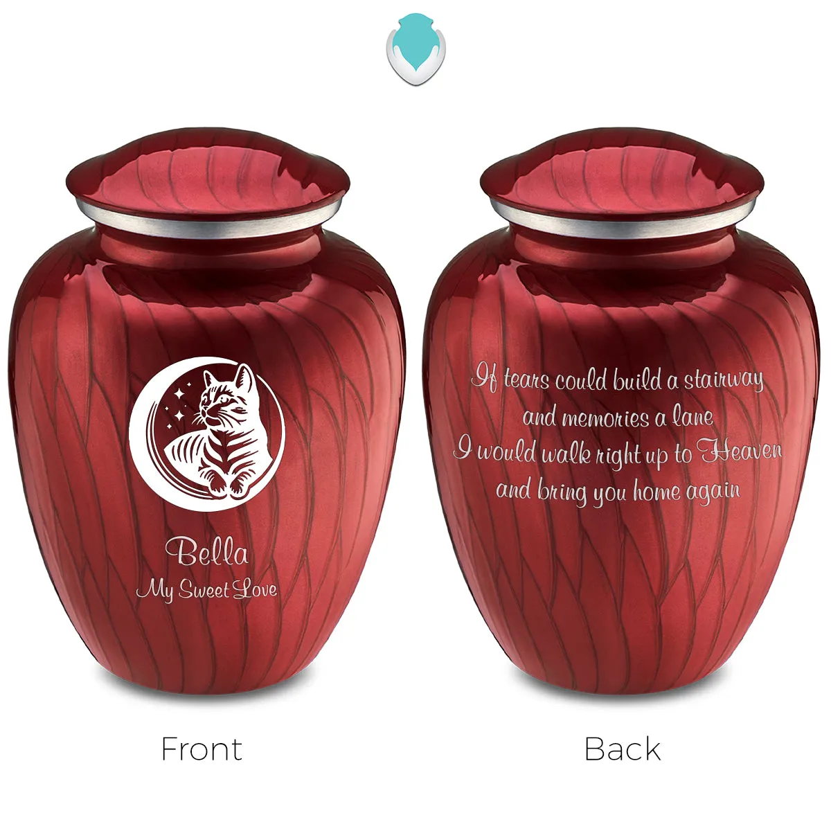 Large Embrace Pearl Bright Red  Pet Cute Cat Cremation Urn