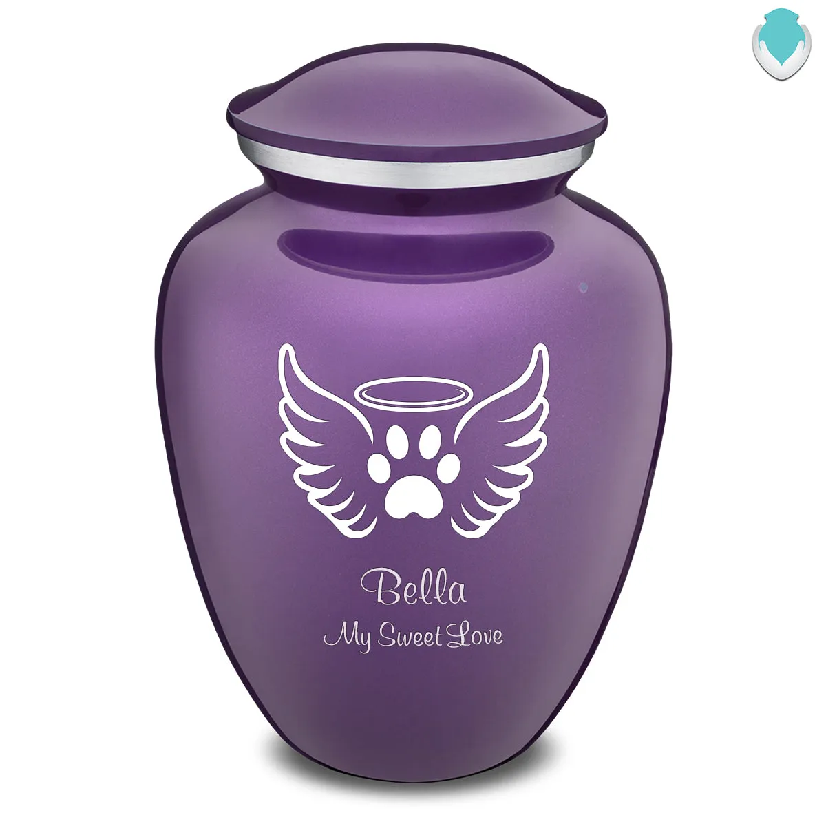 Large Embrace Purple Pet Angel Wings Cremation Urn