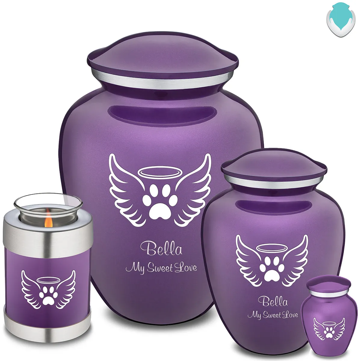 Large Embrace Purple Pet Angel Wings Cremation Urn