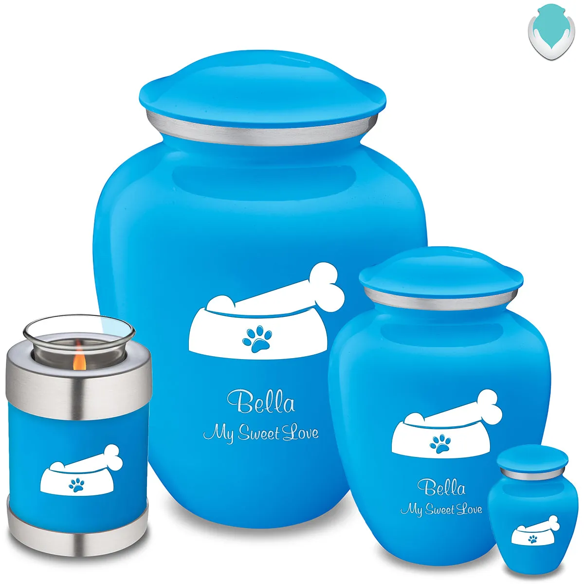 Large Embrace Racing Blue Pet Dog Bone Cremation Urn
