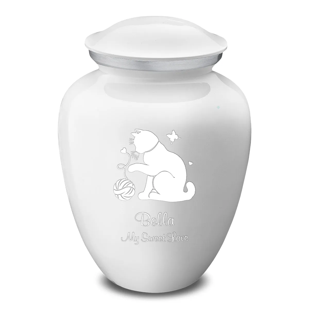 Large Embrace White Pet Fun Cat Cremation Urn