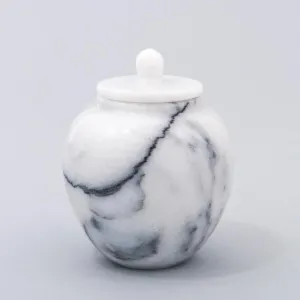 Legacy Infant/Petite Round Natural Marble Cremation Urn in White