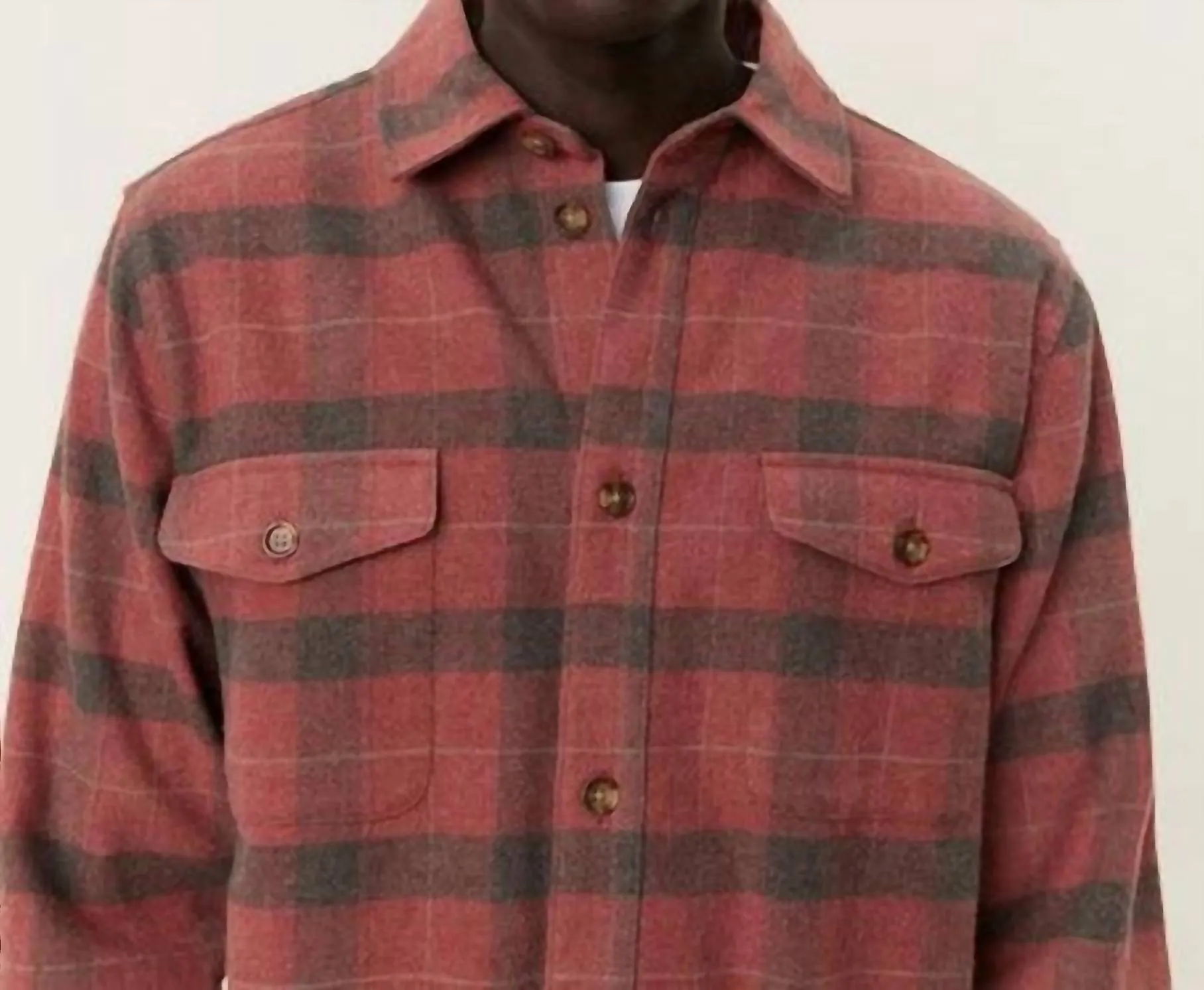 Lennon Flannel Check Overshirt In Fired Brick