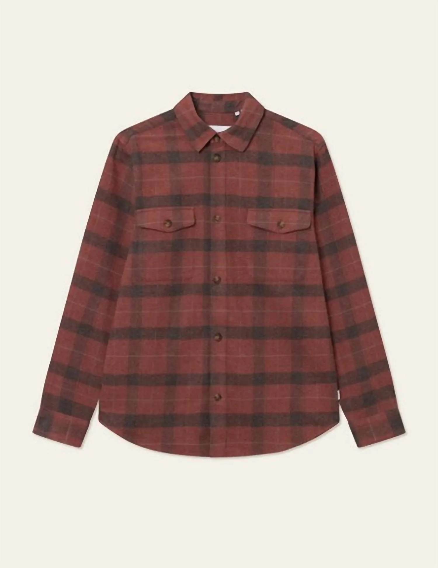 Lennon Flannel Check Overshirt In Fired Brick