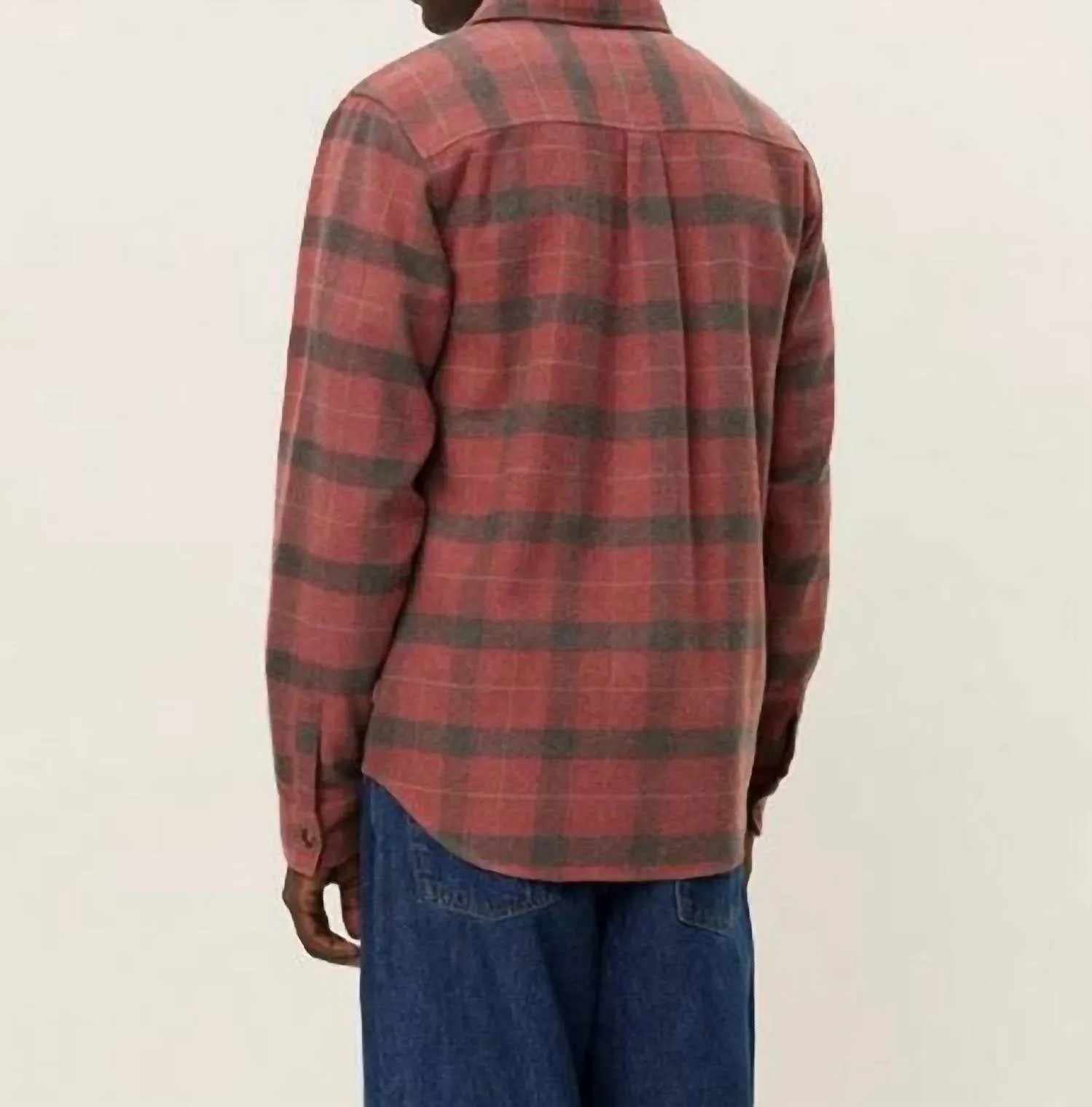 Lennon Flannel Check Overshirt In Fired Brick