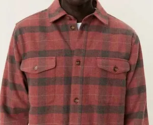 Lennon Flannel Check Overshirt In Fired Brick