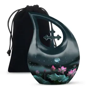 Lotus Memorial Urn- Classic Aluminium Cremation Urn For Ashes