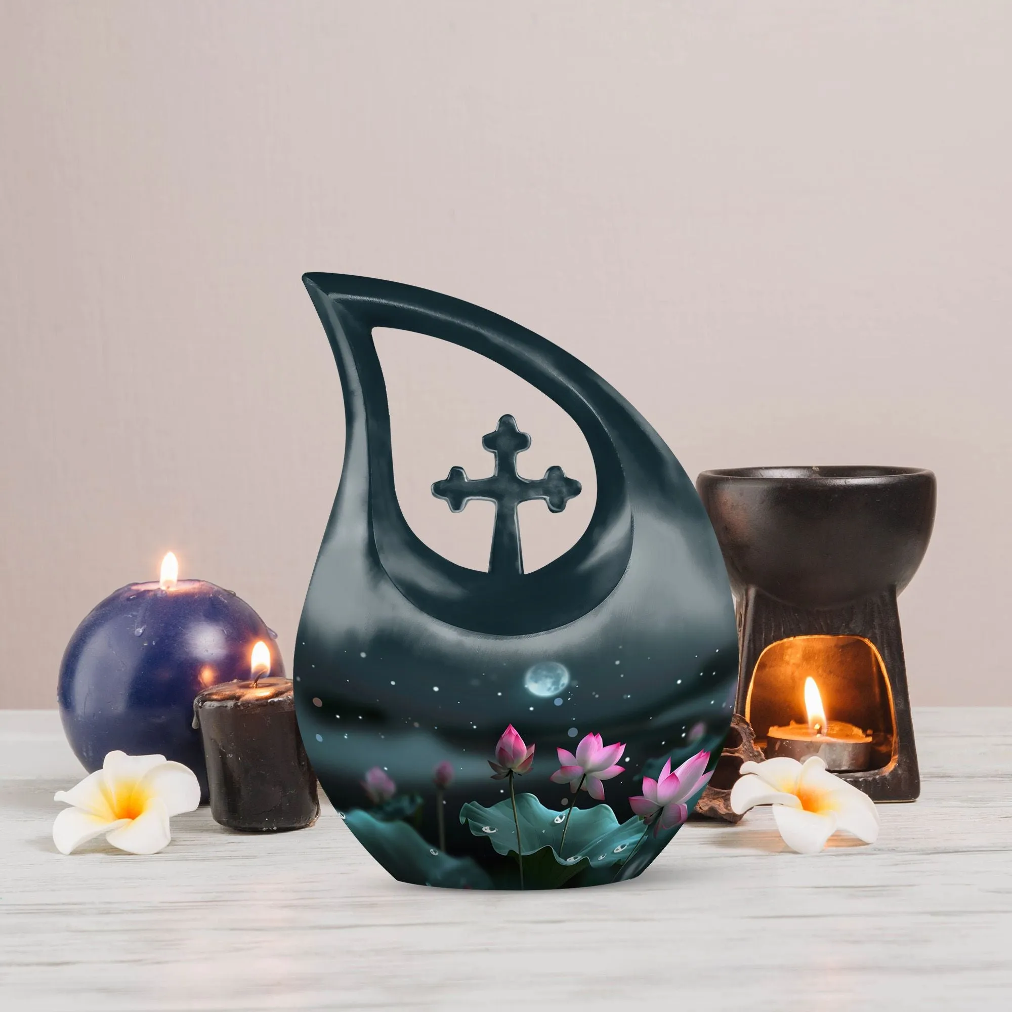 Lotus Memorial Urn- Classic Aluminium Cremation Urn For Ashes