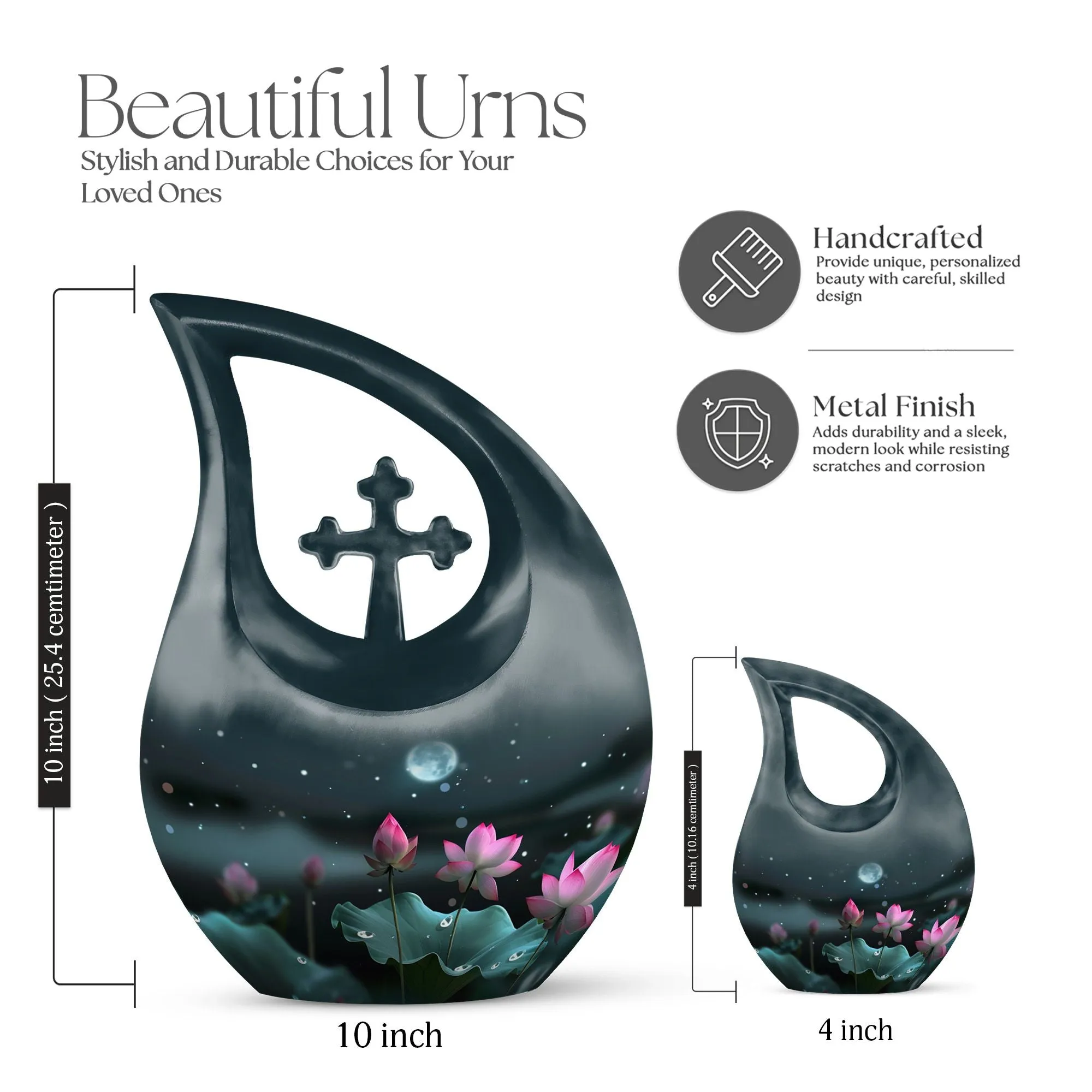 Lotus Memorial Urn- Classic Aluminium Cremation Urn For Ashes