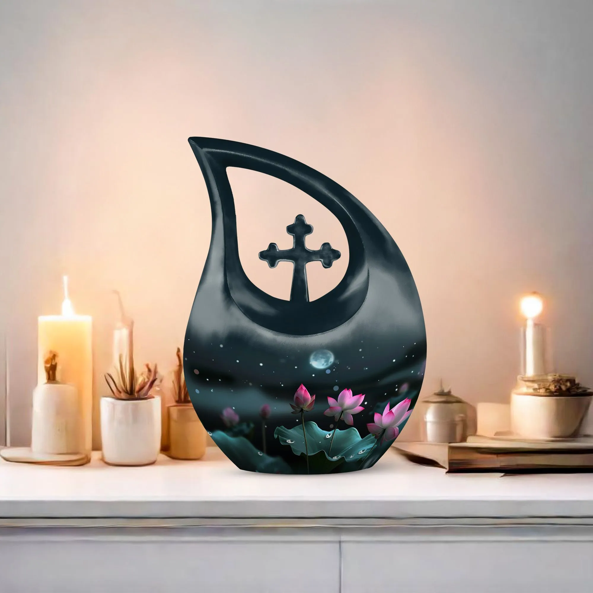 Lotus Memorial Urn- Classic Aluminium Cremation Urn For Ashes