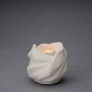 Luminous Tealight Candle Ceramic Keepsake Urn in Unglazed Finish - 29 Cubic Inches