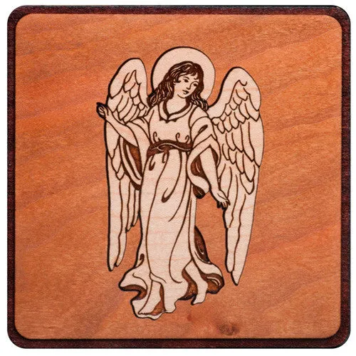 Mahogany Urn with Mosaic Angel Artwork