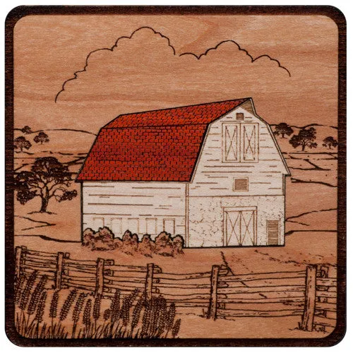 Mahogany Urn with Mosaic Barn Artwork