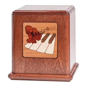 Mahogany Urn with Mosaic Music Artwork