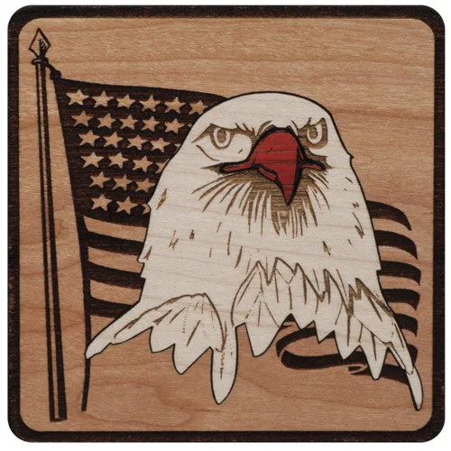 Mahogany Urn with Mosaic Patriot Artwork