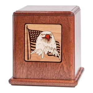 Mahogany Urn with Mosaic Patriot Artwork