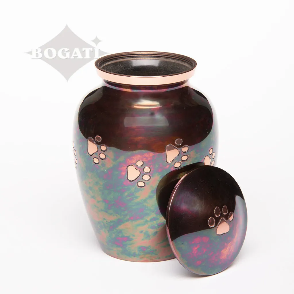 MEDIUM Brass Pet Urn -1649  "Forever Paw" - Raku finish