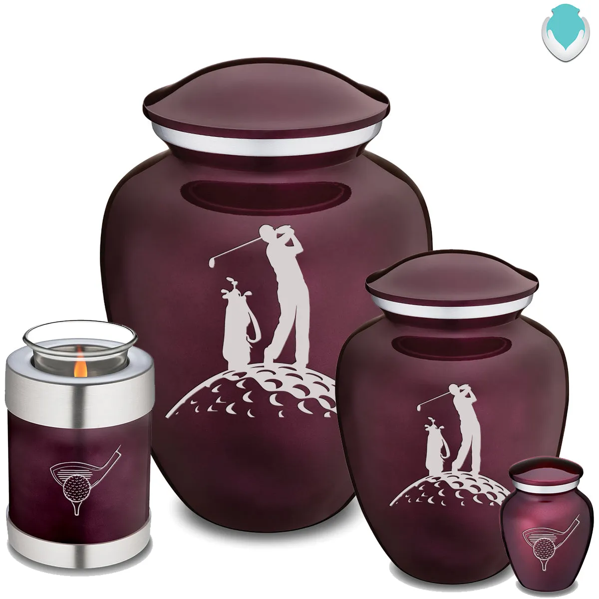 Medium Cherry Purple Embrace Golfer Cremation Urn