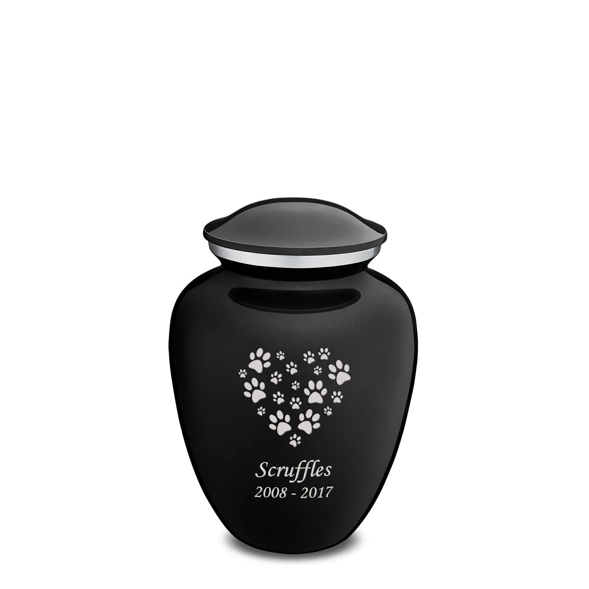 Medium Embrace Black Heart Paws Pet Cremation Urn