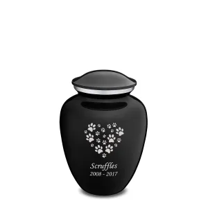 Medium Embrace Black Heart Paws Pet Cremation Urn