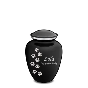Medium Embrace Black Walking Paws Pet Cremation Urn